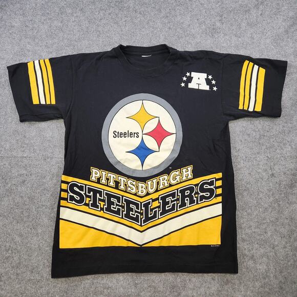 VTG Pittsburgh Steelers T Shirt Mens Large XL NFL Football 90s Single Stitch AOP - Picture 2 of 11